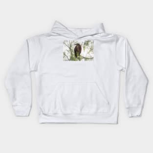 Green Heron Perched Kids Hoodie